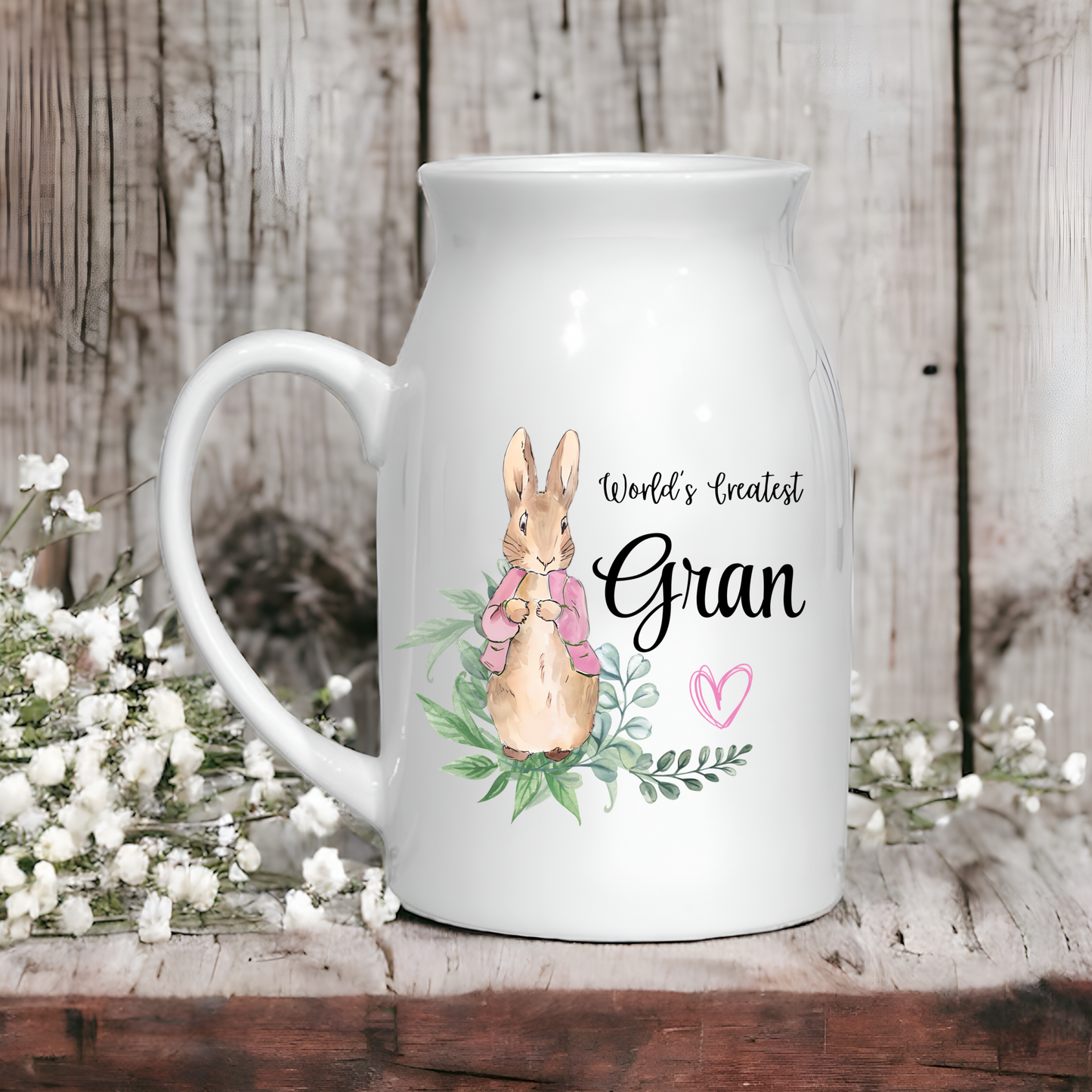 Worlds greateat personalised vase/ milk jug | Mum, Nana, Gran,