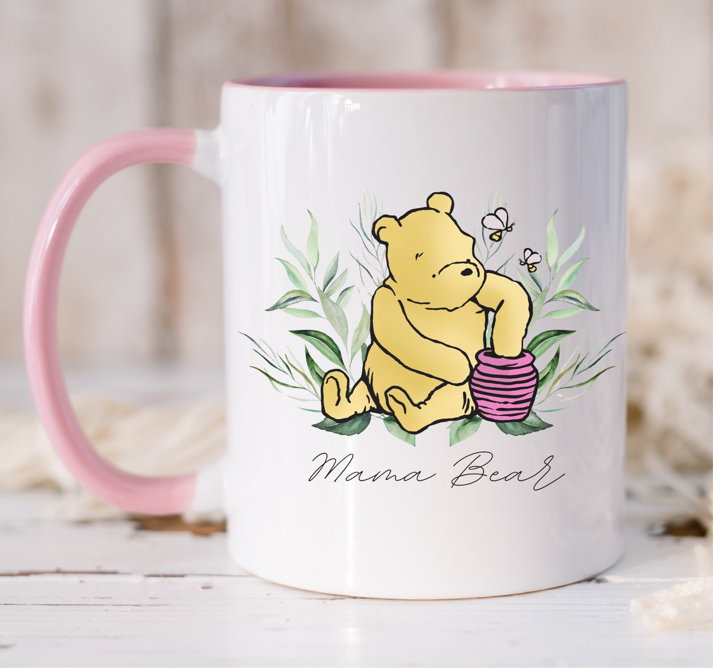 Mama Bear pink handle mug