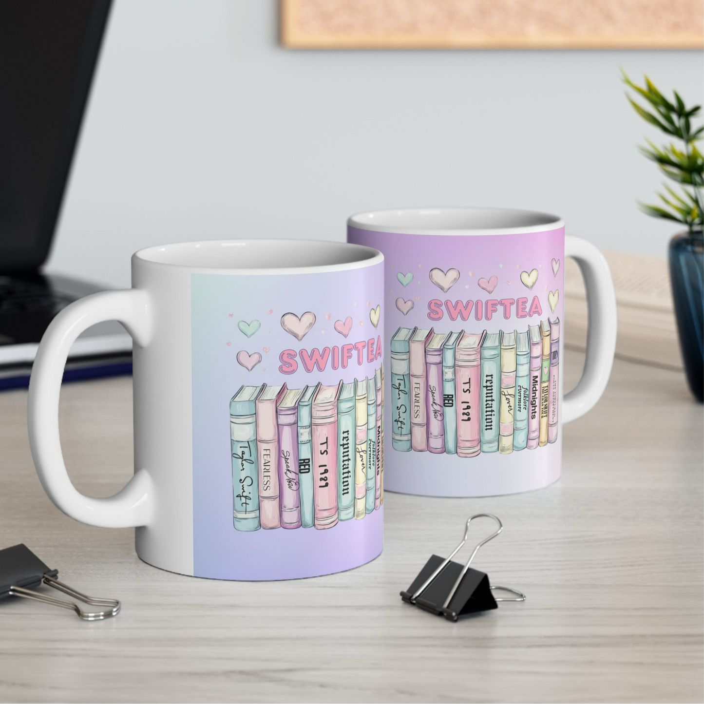 Swiftea bubblegum heart album books mug