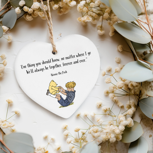 Bear quote Ceramic heart ornament