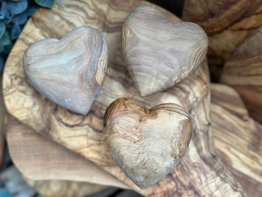 Solid olive wood heart