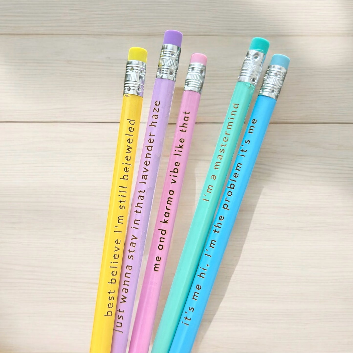 Set of 5 Midnights engraved pastel pencils