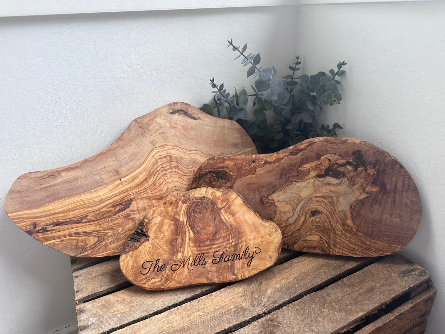 Olive wood serving platter or plaque, laser engraved