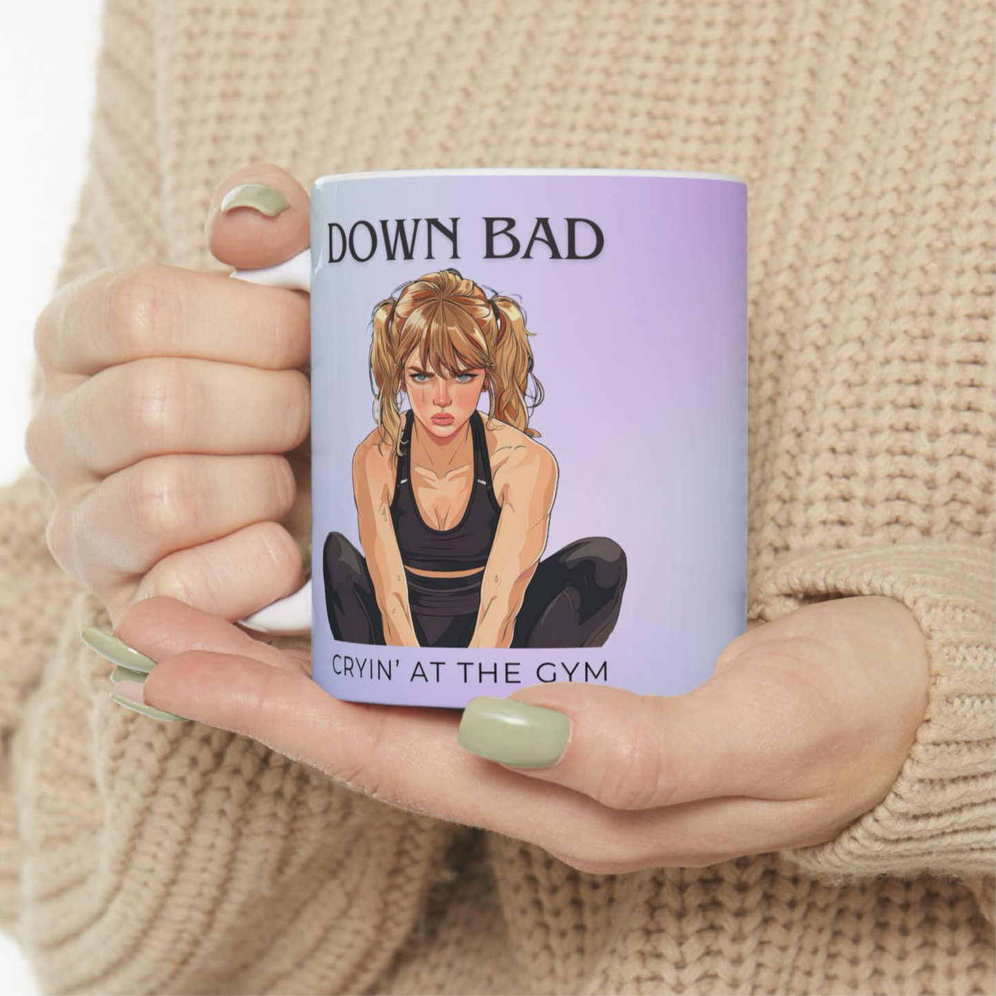 Down Bad pink gradient gym mug