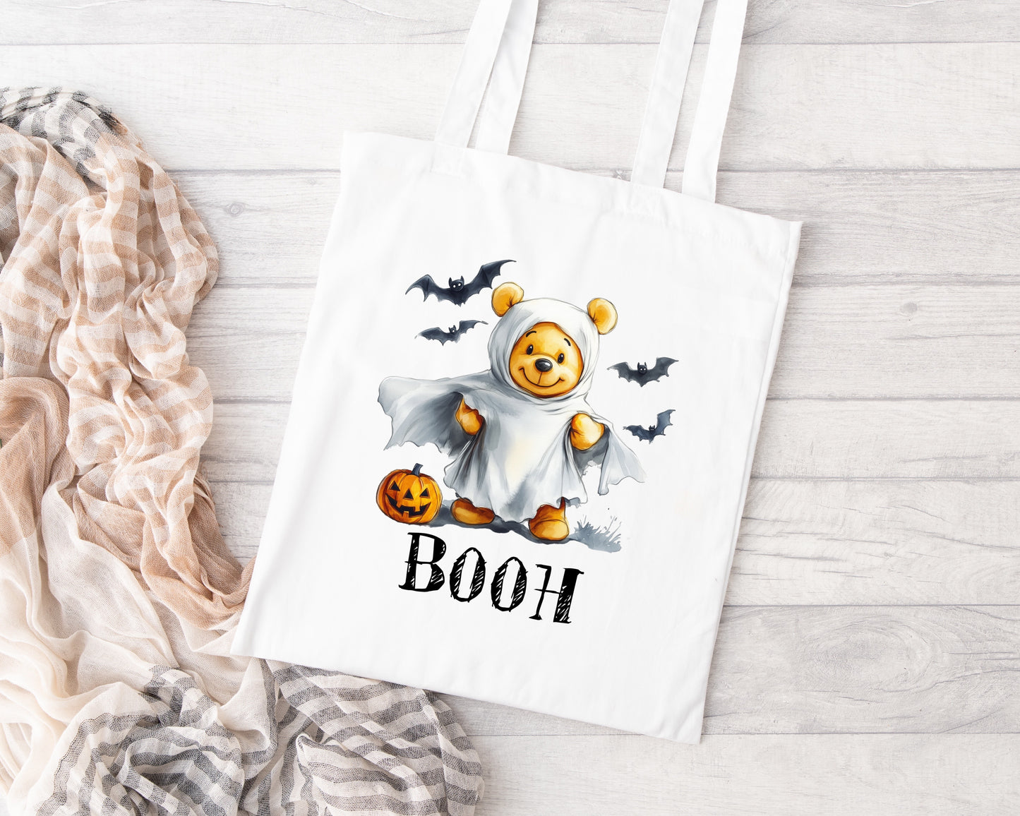 ‘Booh’ white halloween tote bag