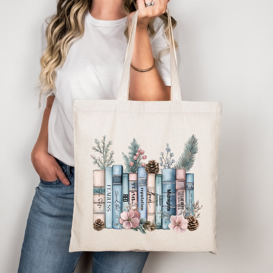 Winter Albums as books festive tote bag