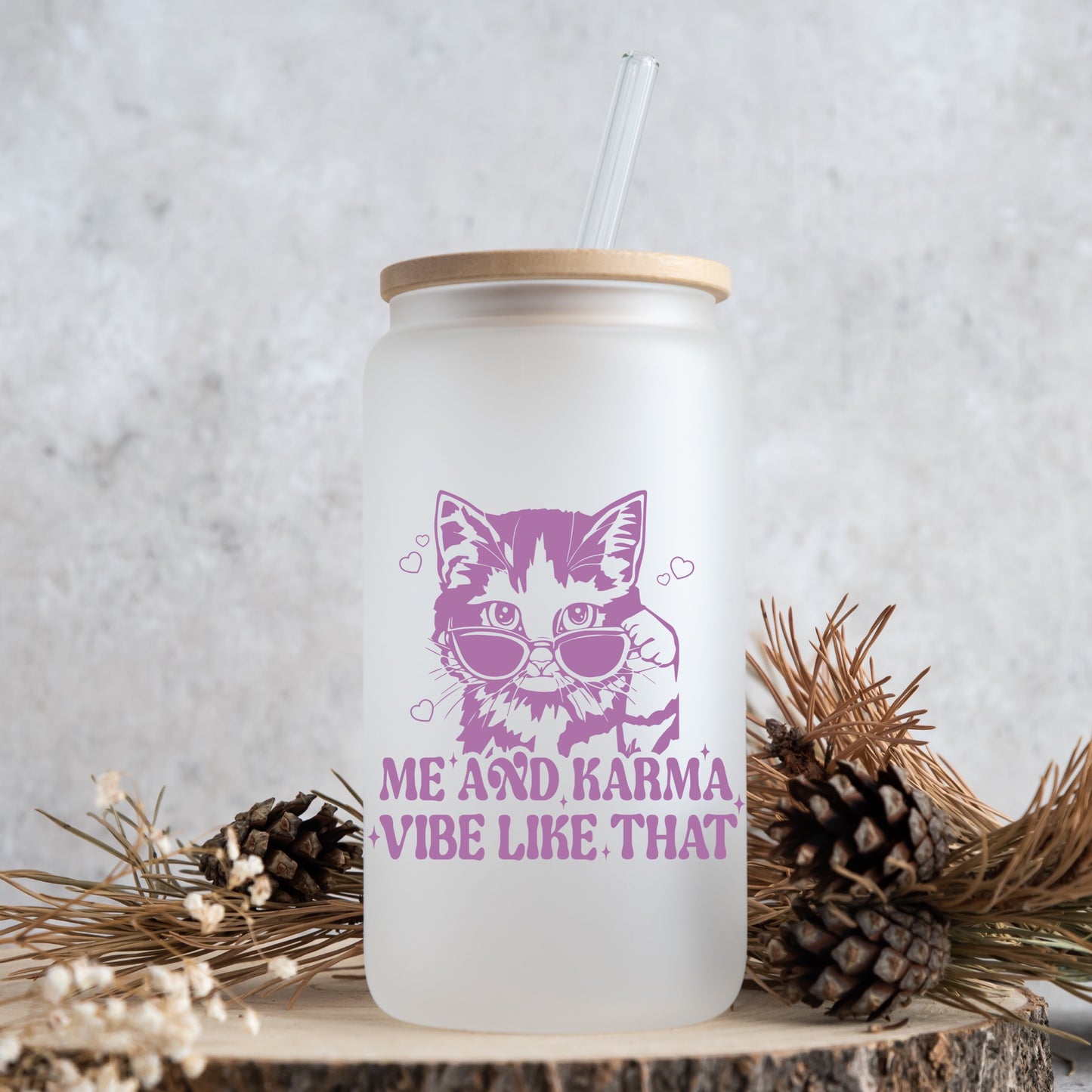 Karma cat frosted glass tumbler 550ml