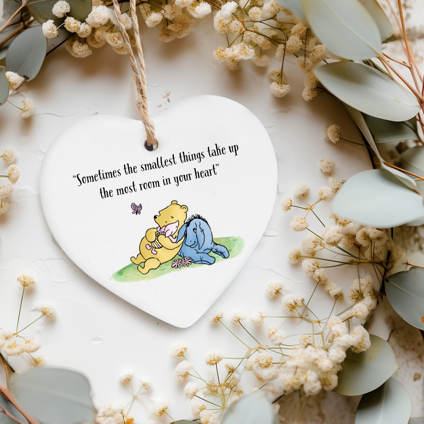 Smallest things quote Ceramic heart ornament