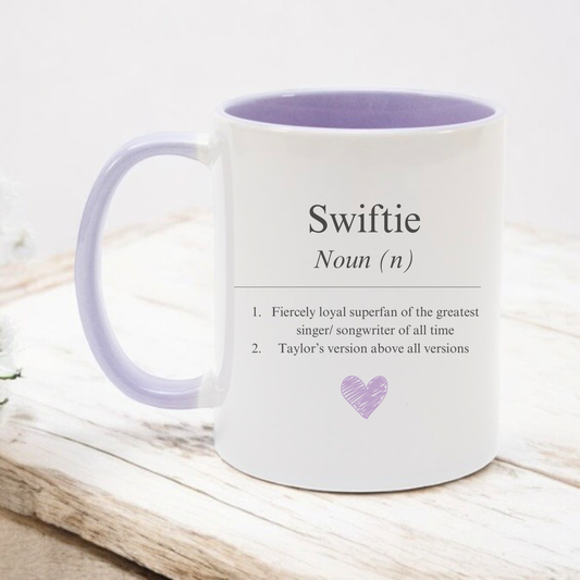 Swiftie dictionary mug with lilac handle