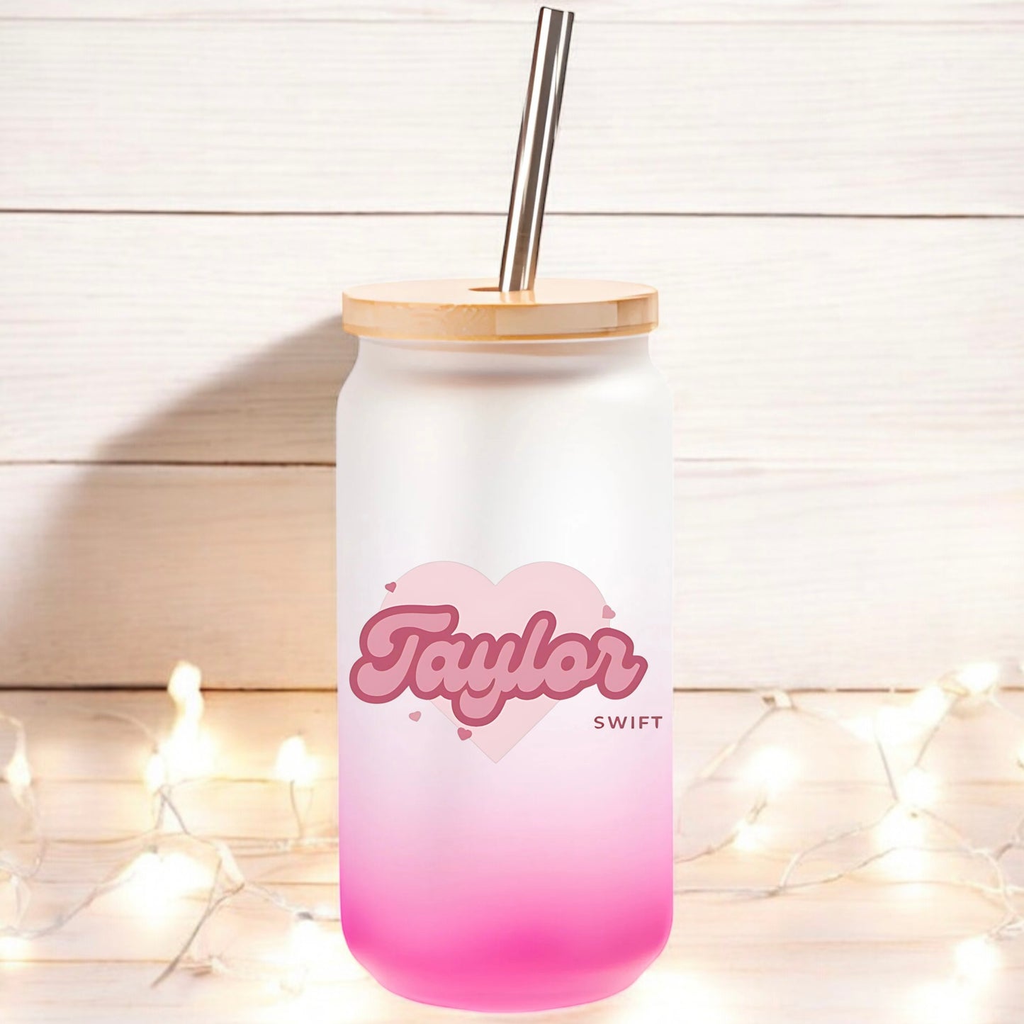 Gorgeous pink ombre Taylor glass tumbler