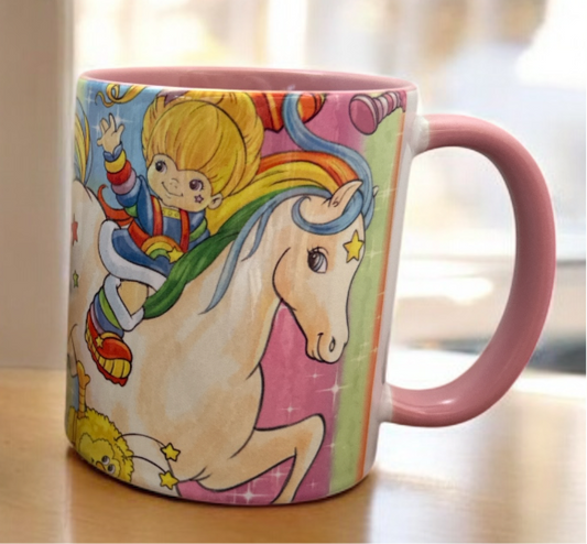 Retro unicorn Rainbow Brite mug