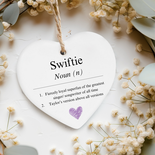 Swiftie dictionary Ceramic heart ornament