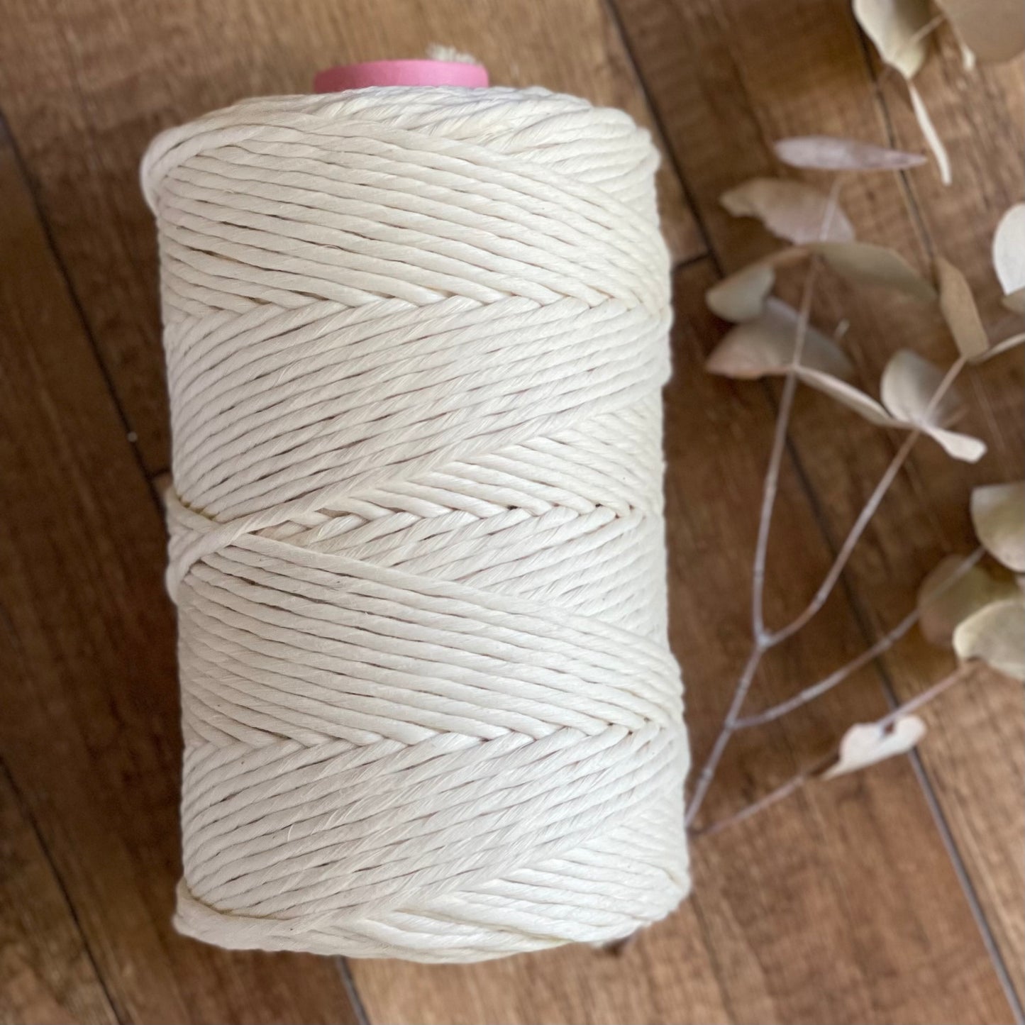 Natural 5mm recycled cotton single twist string 1kg spool