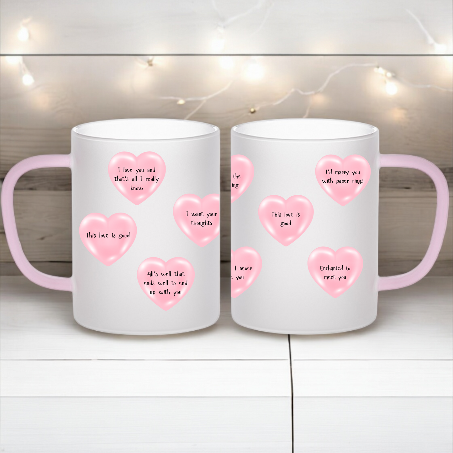 15oz Frosted glass valentines swiftie glass mug