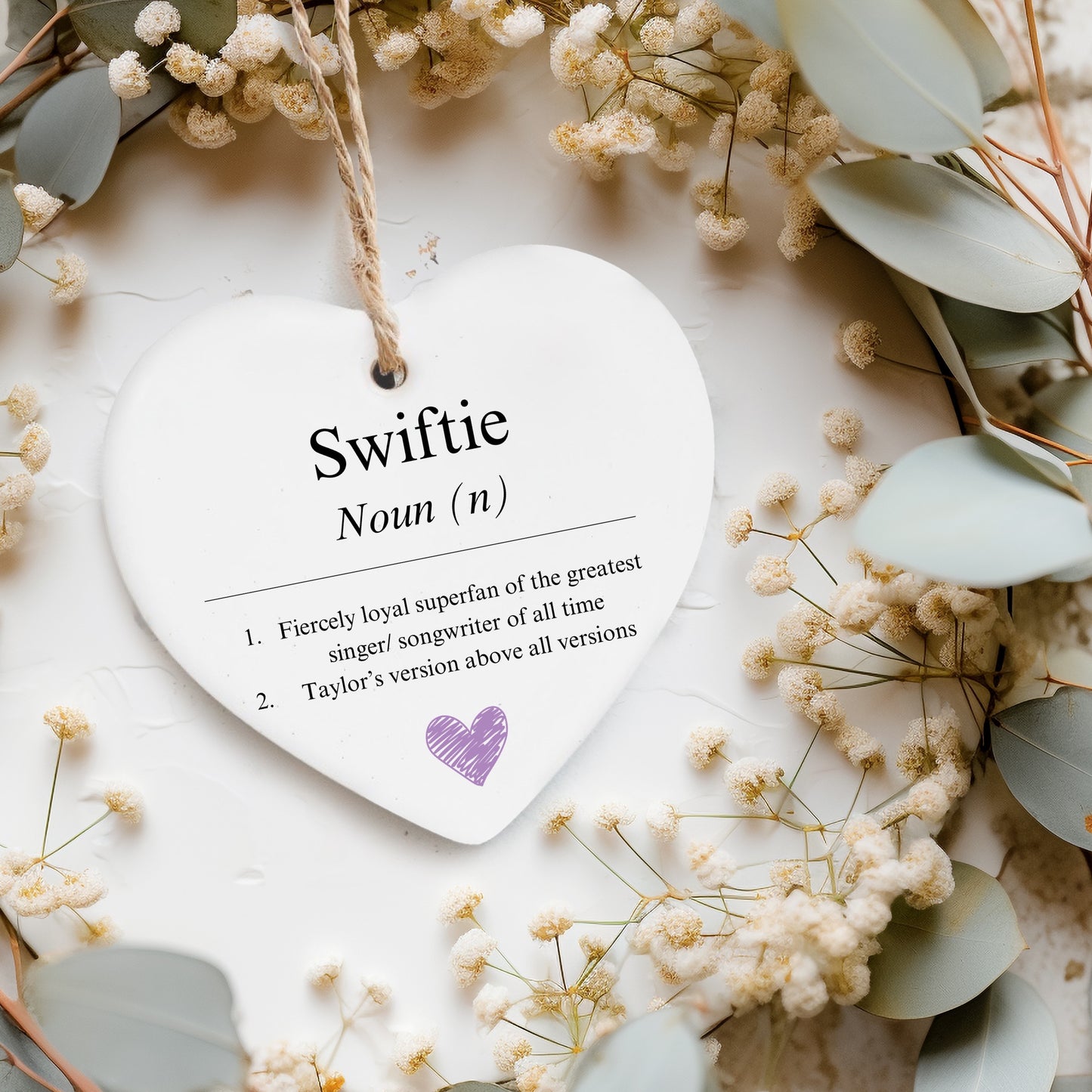 Swiftie dictionary Ceramic heart ornament