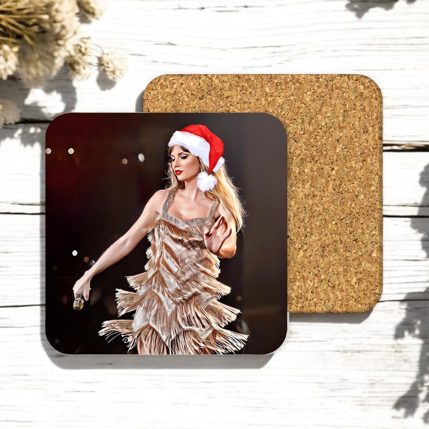 Iconic Gold Dress Festive Taylor square coaster