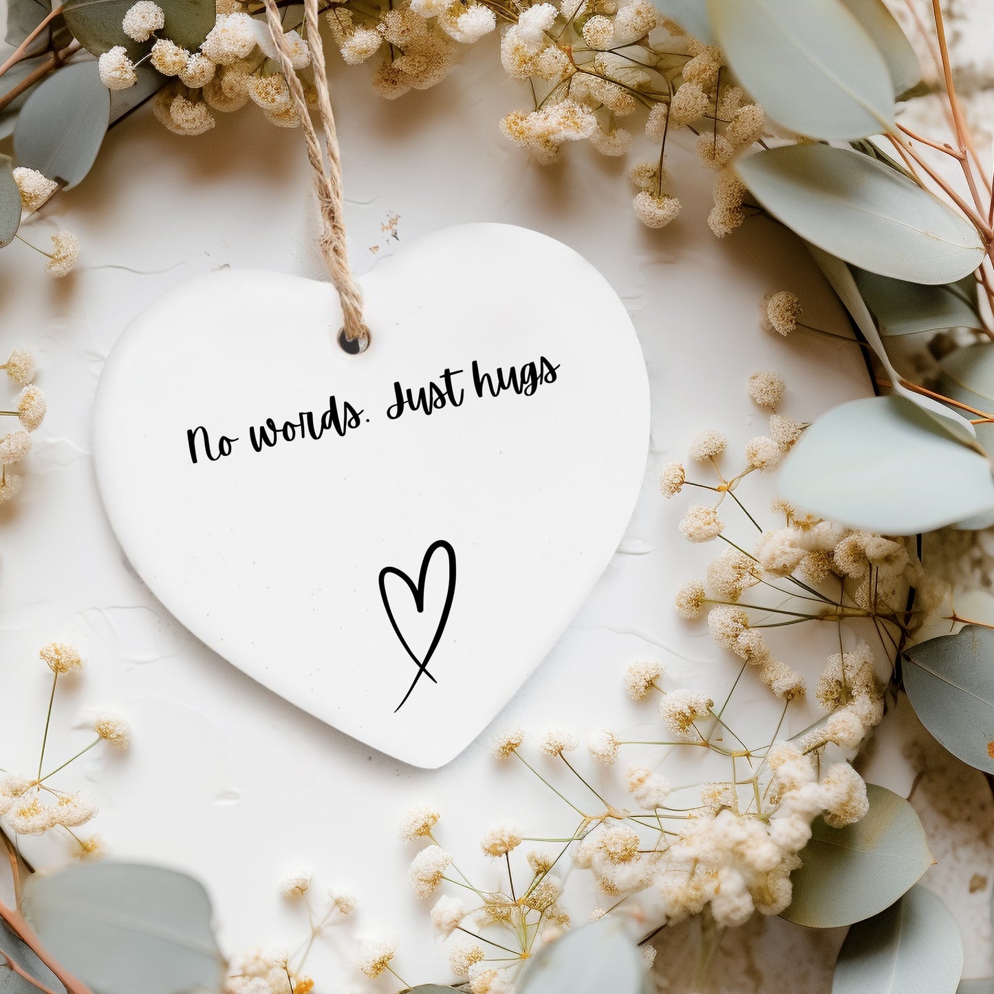 No words, Just hugs Ceramic heart ornament