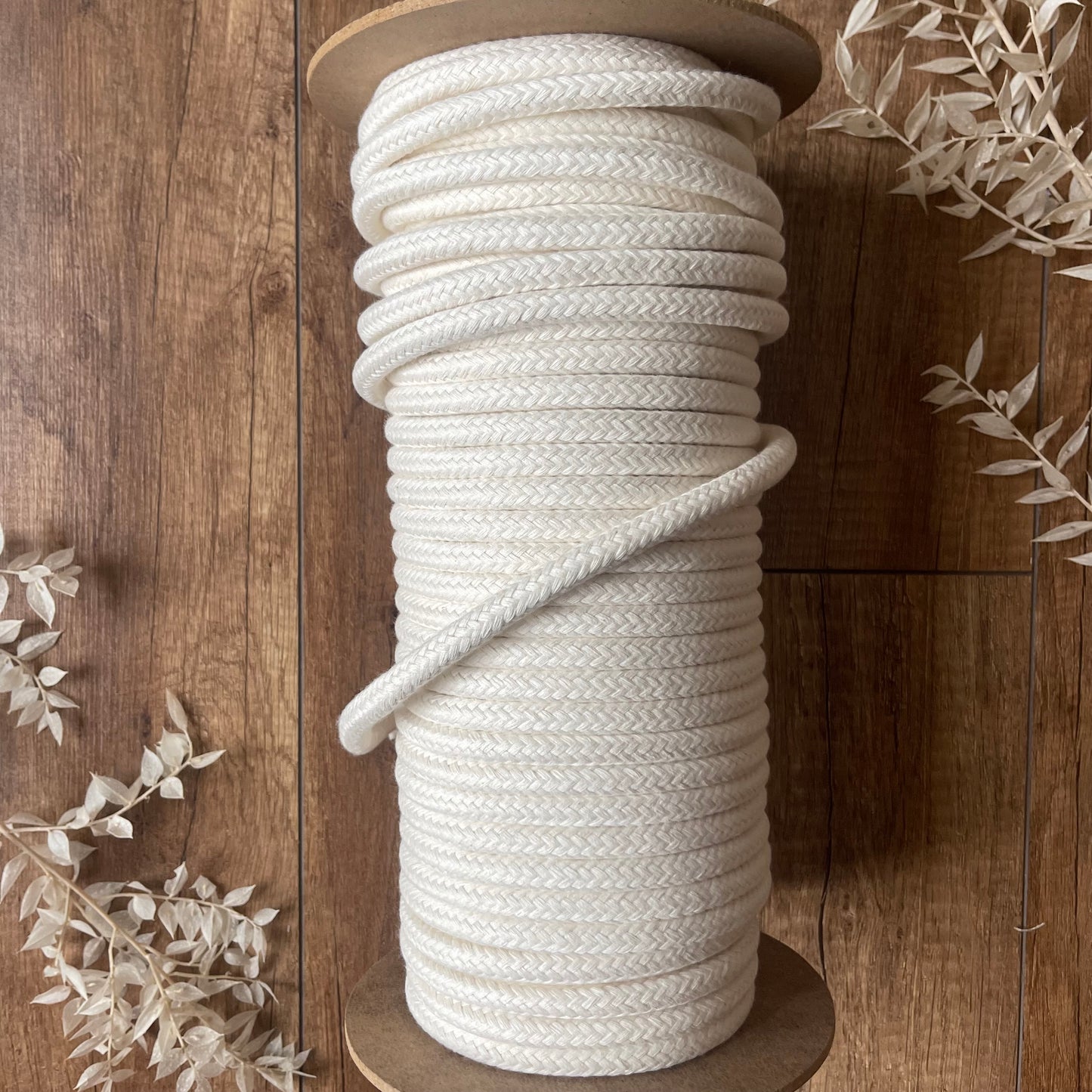 8mm braided cotton cord | macrame cord | Egyptian cotton and recycled cotton core