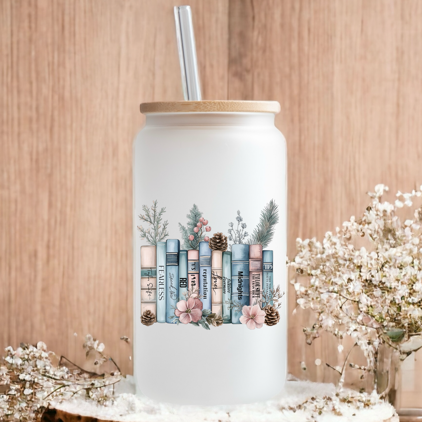 Winter albums as books glass tumbler