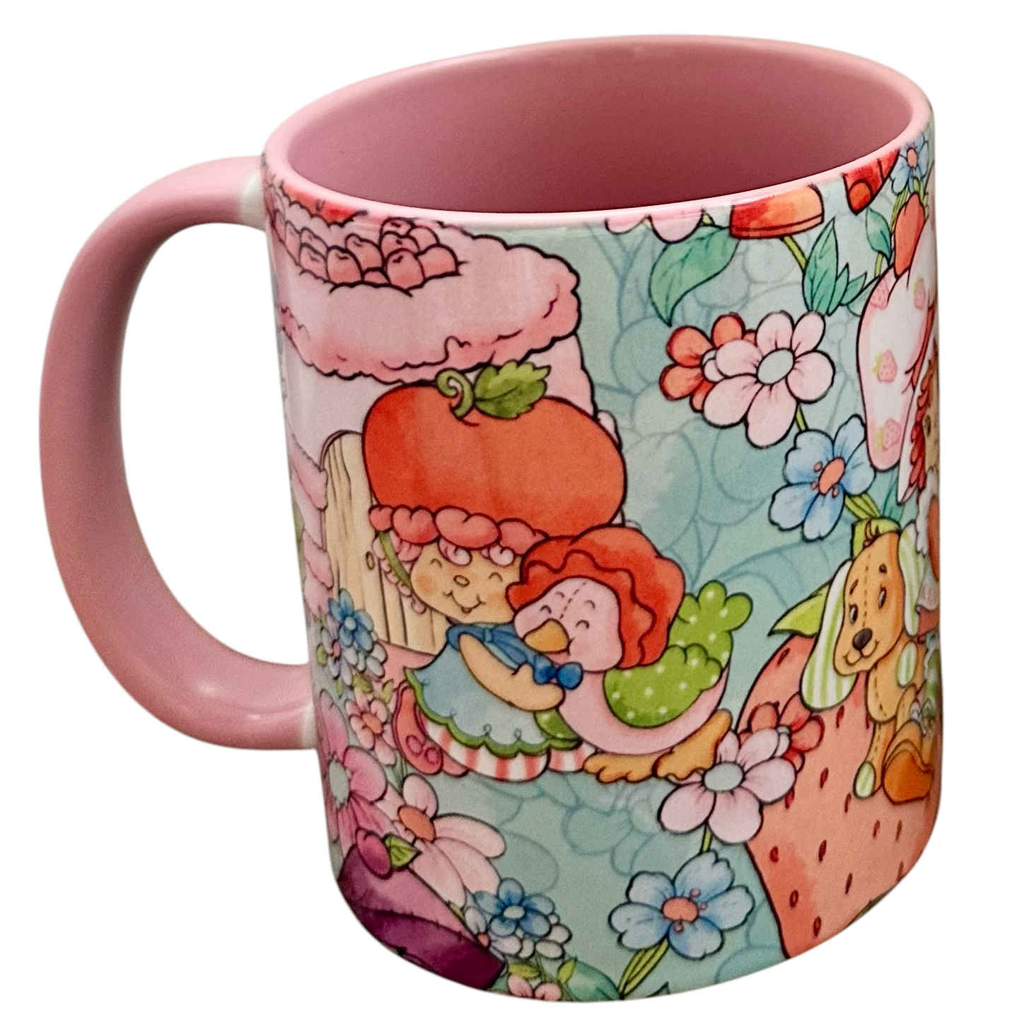 Retro strawberry shoercake full wrap mug