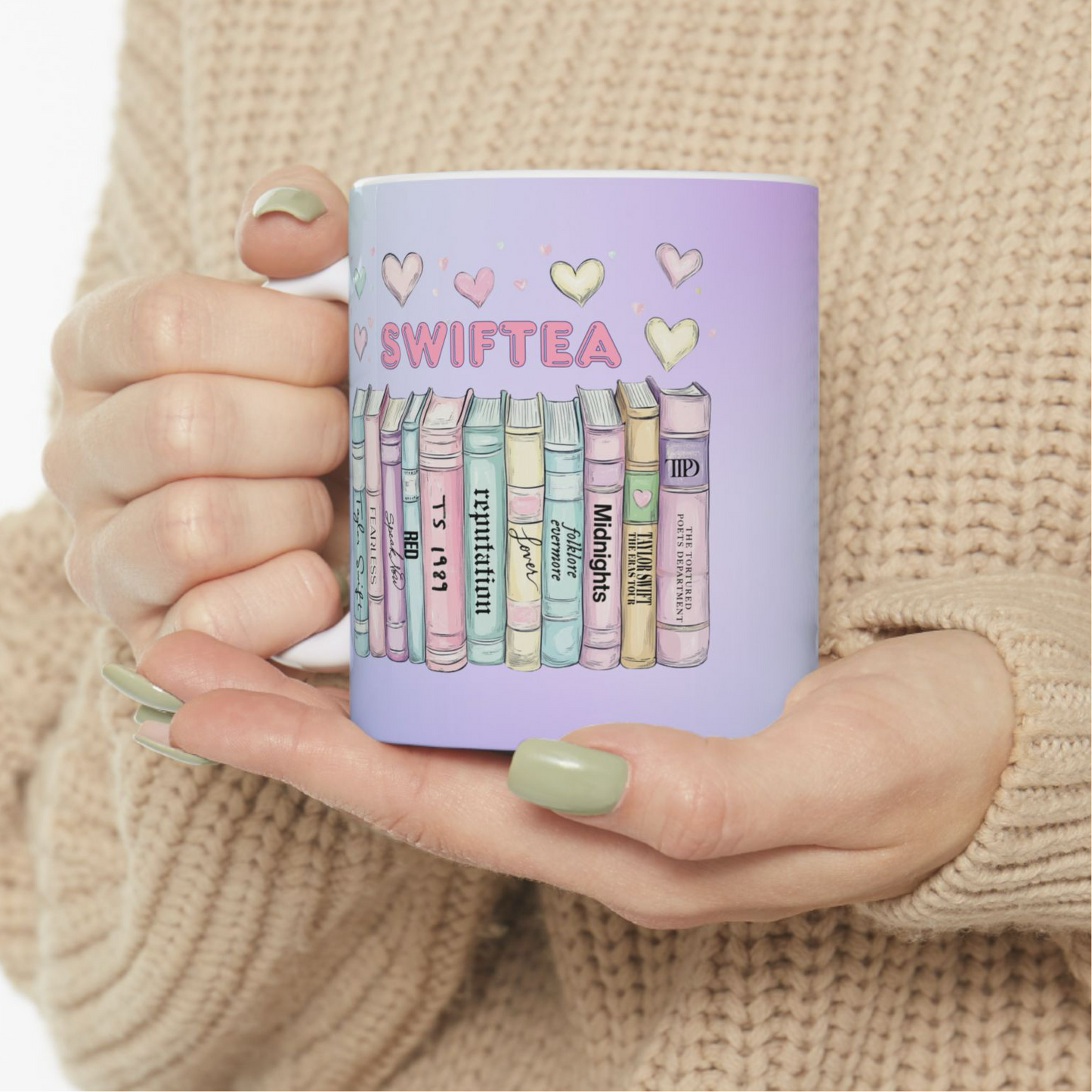 Swiftea bubblegum heart album books mug