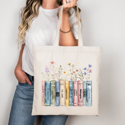 Albums as books wildflower tote bag