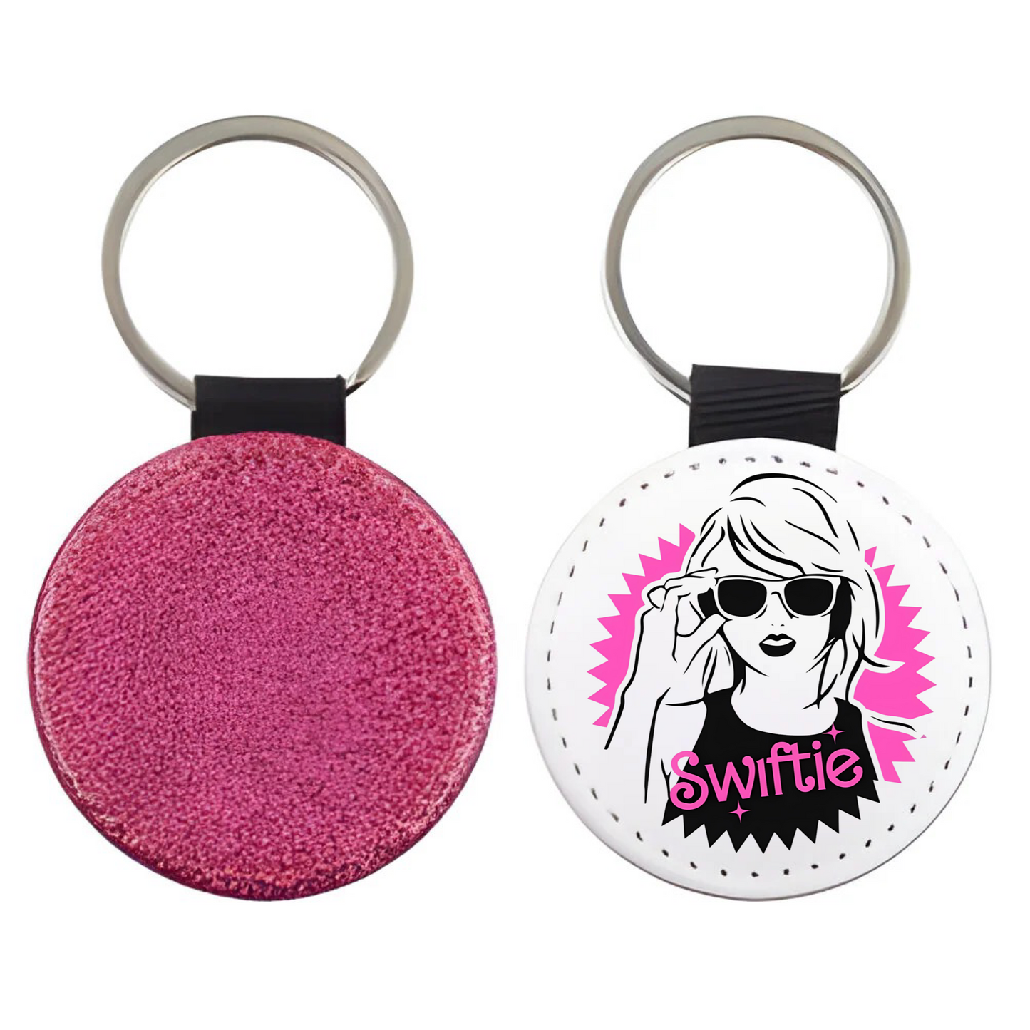 Swiftie pink glitter keyring