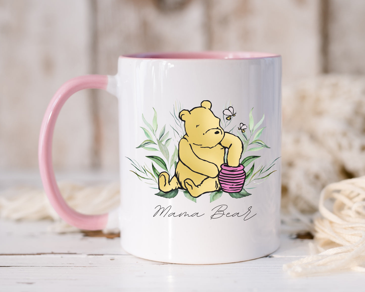 Mama Bear pink handle mug