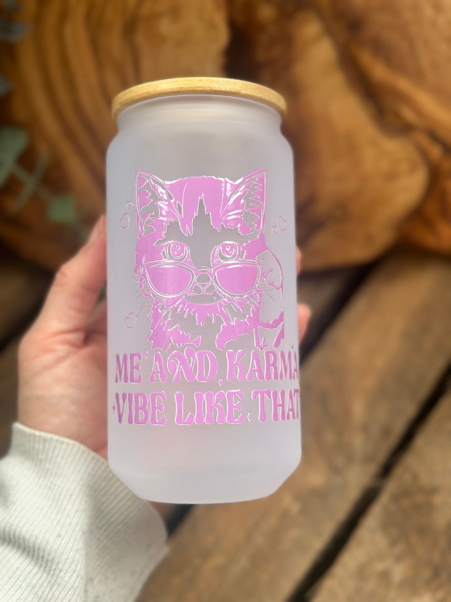 Karma cat frosted glass tumbler 550ml