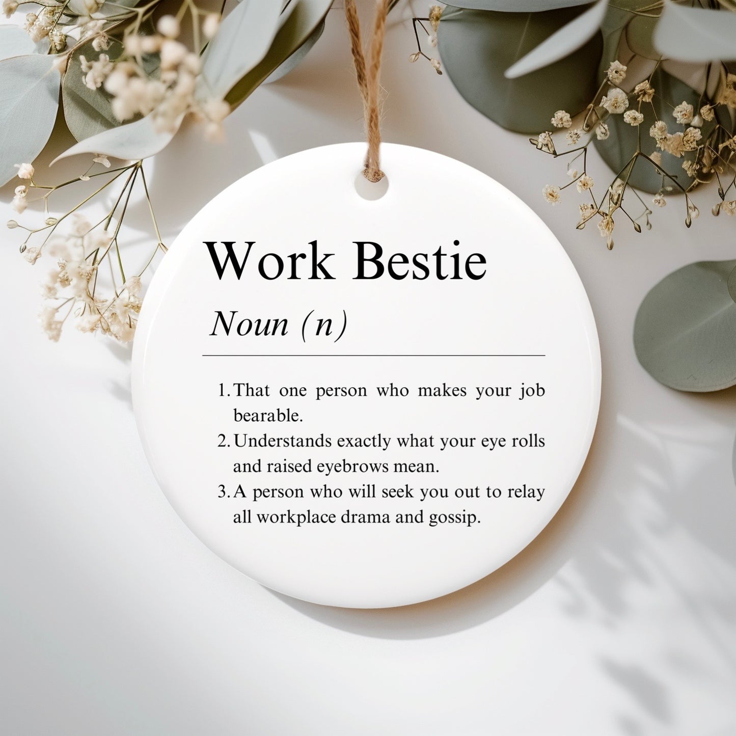 Work Bestie funny dictionary Ceramic ornament