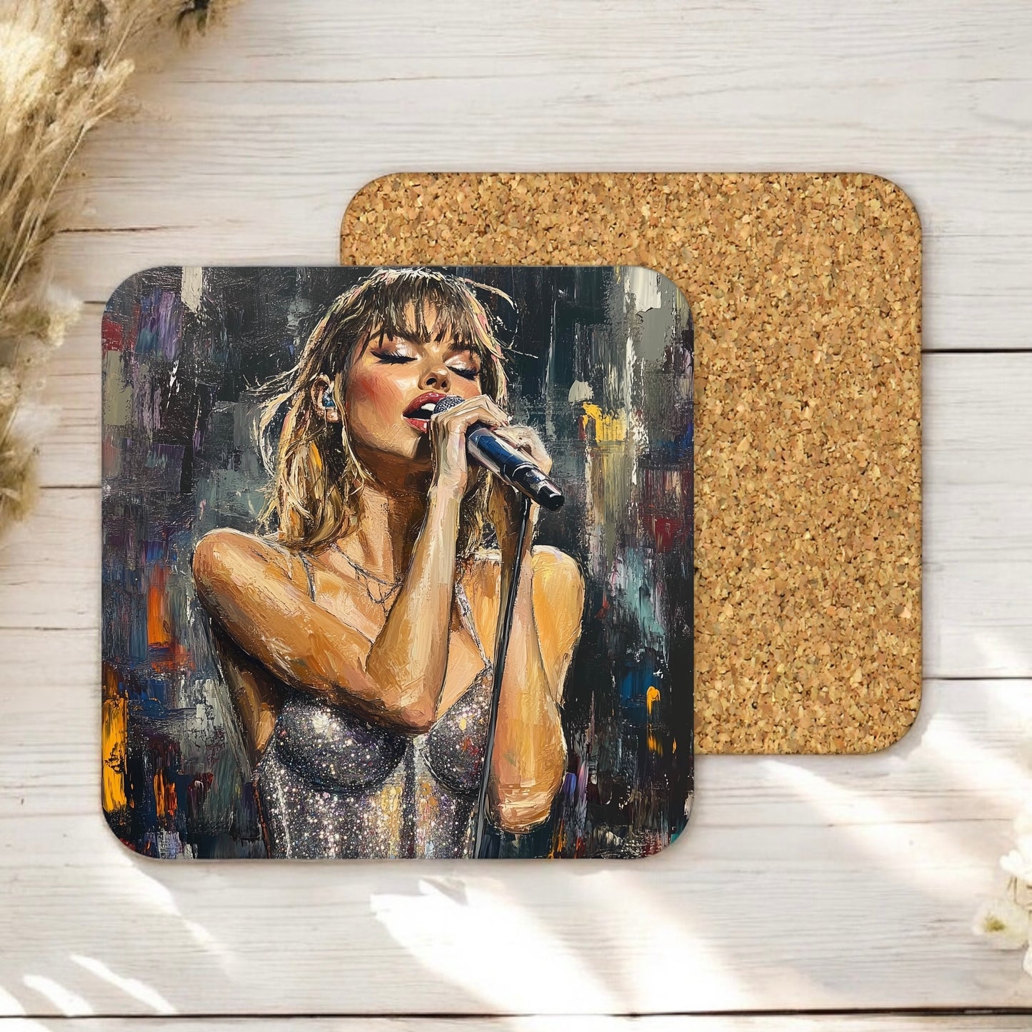 Taylor paint print square cork coaster