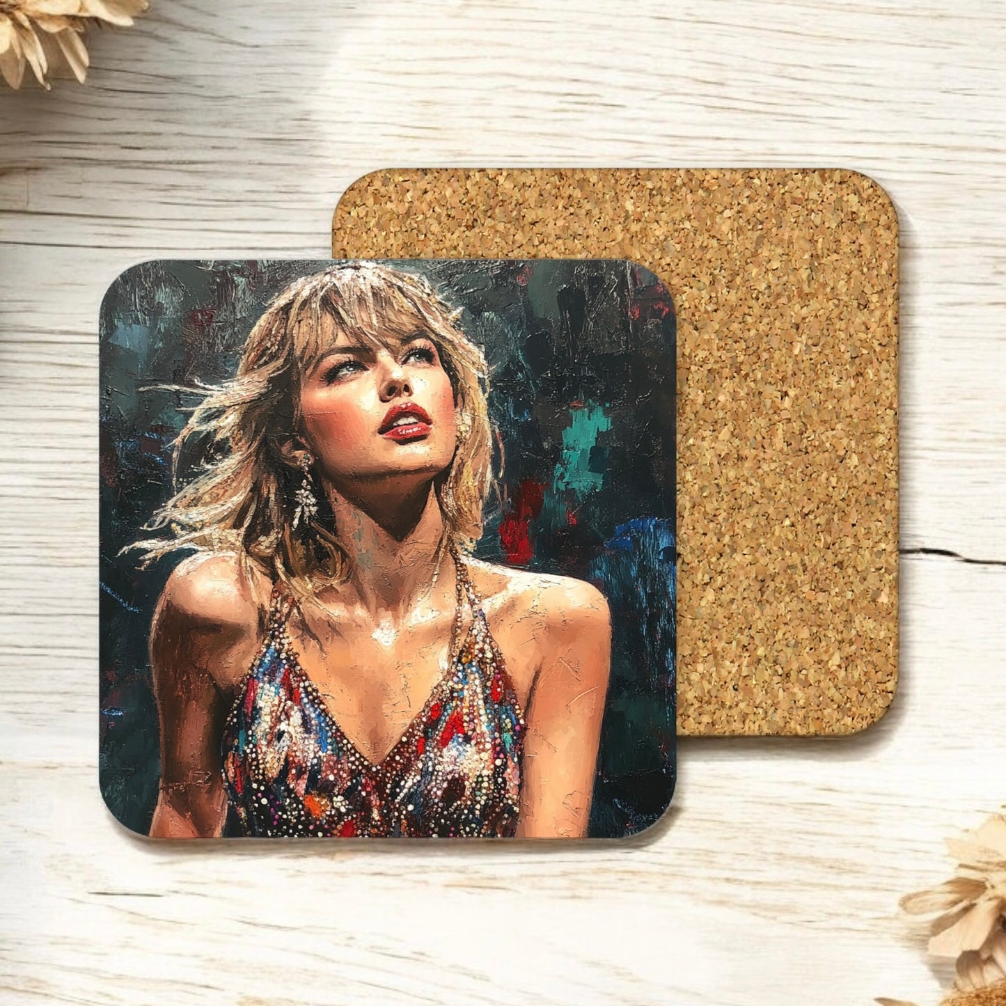 Taylor paint print square cork coaster