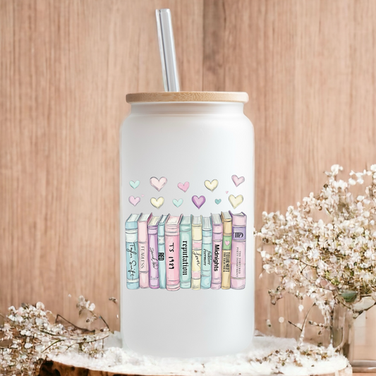 Album books bubblegum hearts frosted glass tumbler 550ml