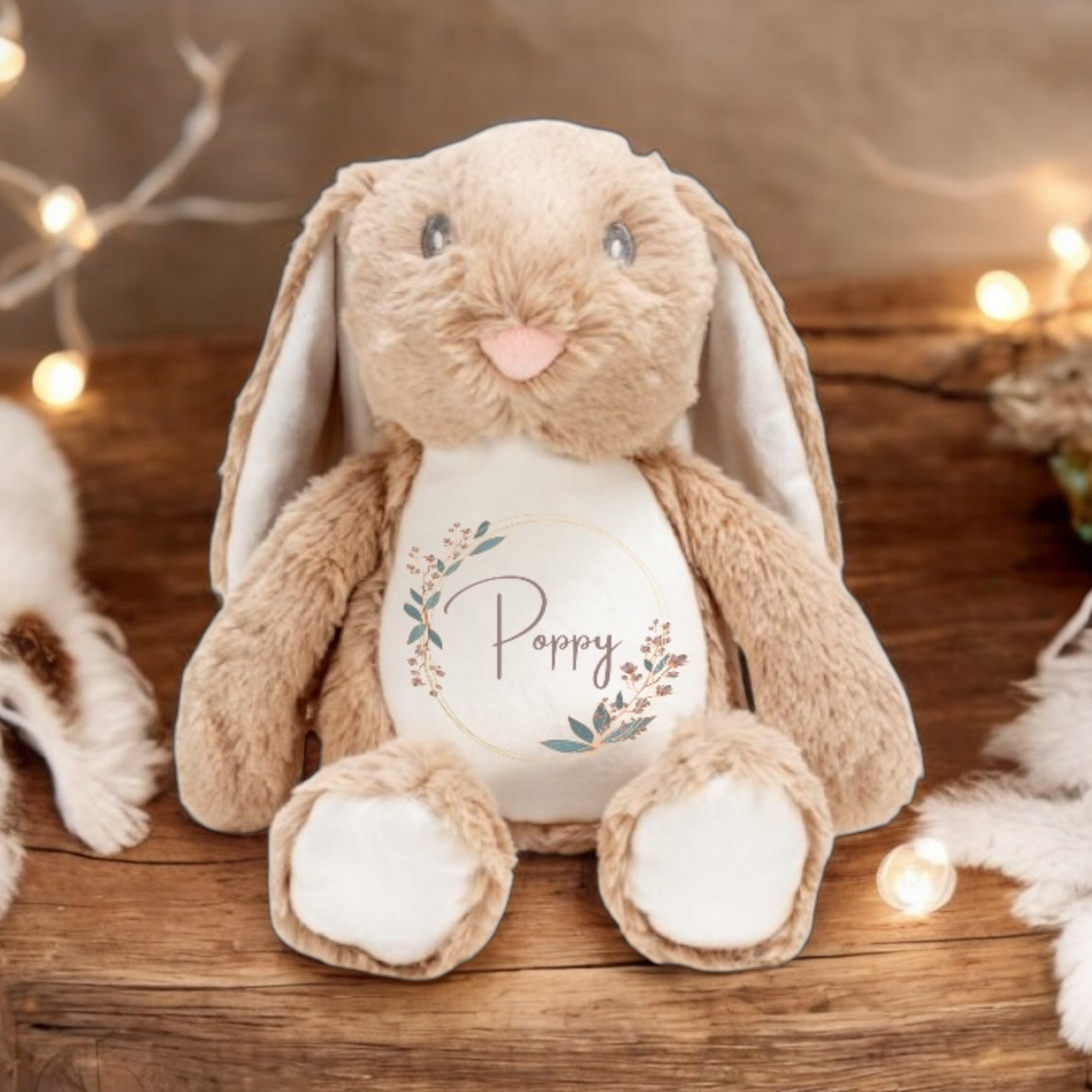 Sweet personalised beige plush bunny