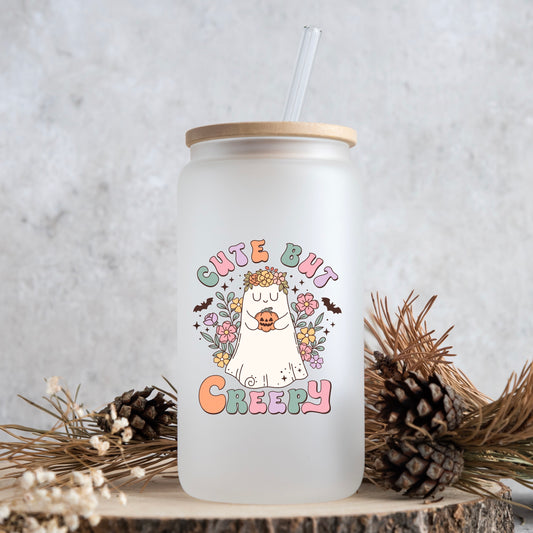 Cute but creepy halloween frosted glass tumbler 550ml